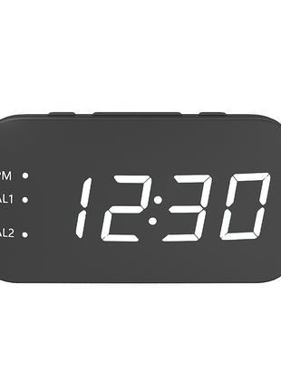 Настольные электронные часы с будильником Led Tech белый