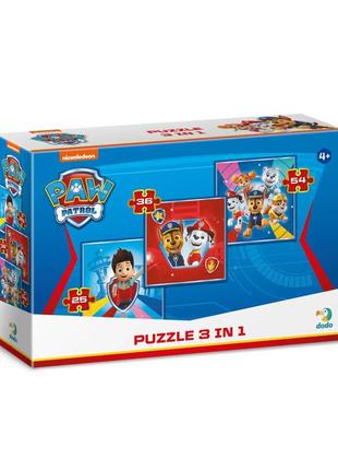 Детские пазлы 3 в 1 paw patrol "команда готова к приключениям"...