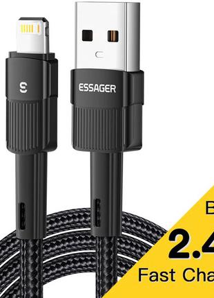 Кабель USB-A to Lightning Essager 1м 2.4 A. Apple Black ( EXCL...