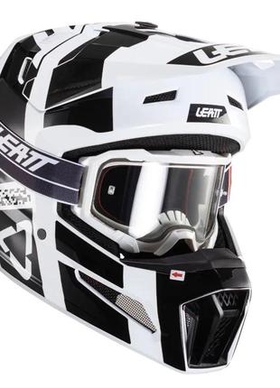 Шолом LEATT Helmet Moto 3.5 + Goggle (White), M, M