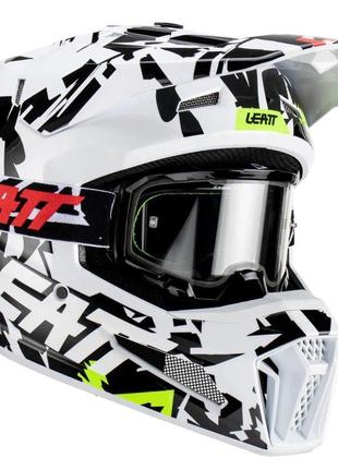 Шолом LEATT Helmet Moto 3.5 + Goggle (Zebra), M, M