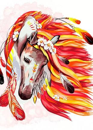 Картина по номерам "Огненная лошадь" укр