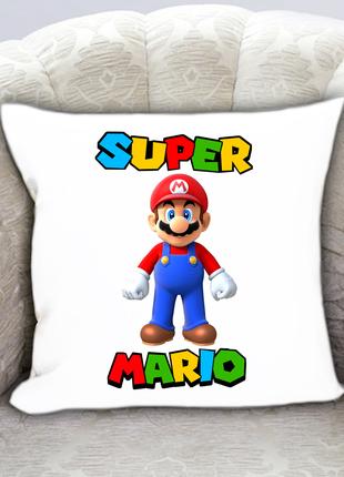 Подушка плюшевая Супер Марио "Super Mario"с принтом 35х35 см,п...