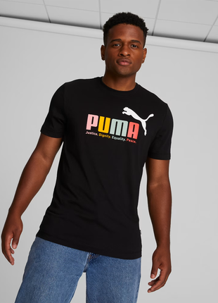 Чорна чоловіча футболка puma essentials+ men's multicolor tee ...