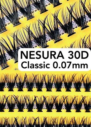 Пучкові накладні вії nesura classic 30d вигини c та d несура
