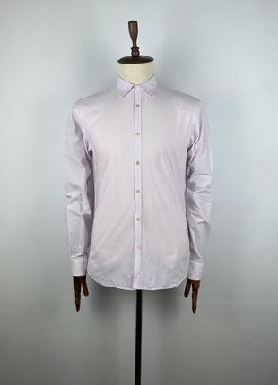 Новая мужская розовая рубашка рубашка aglini cotton lino strip...