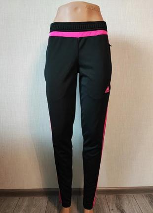 Спортивные штаны adidas/черные с розовыми лампасами,р.s