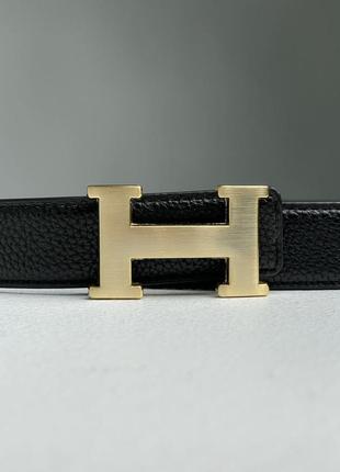 Ремешок в стиле hermes leather belt black/gold арт:66052