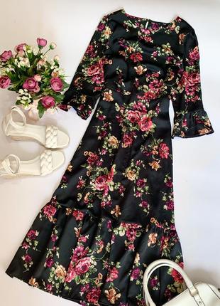 Шикарна сатинова сукня в квіти f&f