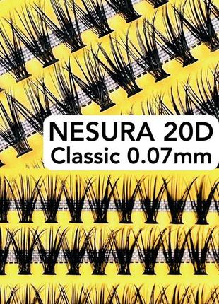 Пучкові накладні вії nesura classic 20d вигини c та d несура