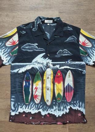 Гавайская рубашка nordic seaside пляжная мужская сорочка футбо...