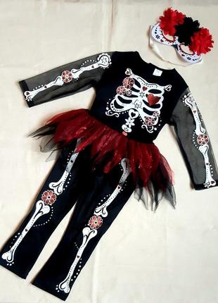 Скелетон f&f англия платье комбинезон карнавальный на хэллоуин...