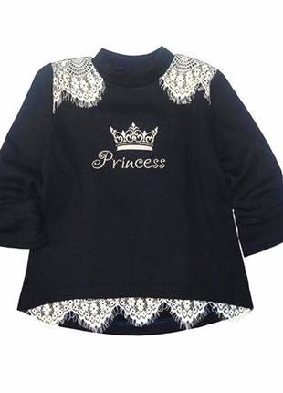 Свитшот для принцессы с вышивкой и кружевом, джемпер