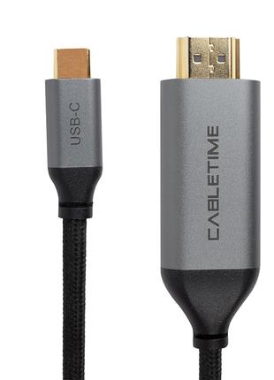 Кабель PowerPlant USB-C - HDMI, 4K, Ultra HD, V2.0, 1.8м