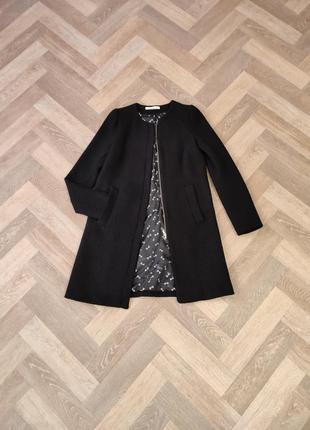 Черное шерстяное пальто на молнии mademoiselle, франция