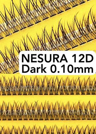 Пучкові накладні вії ластівчин хвіст nesura dark 12d у вигині ...
