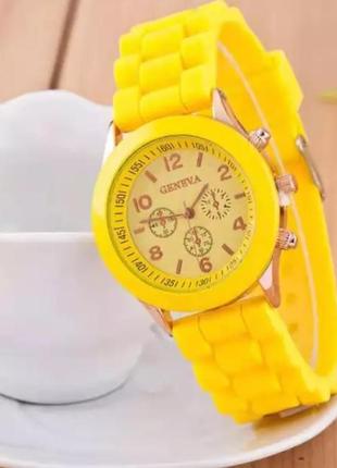 Силіконовий годинник часы жовтий зелений чорний годинник