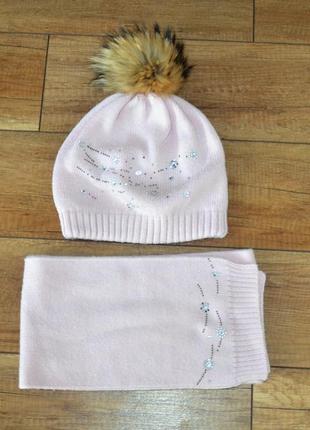 Комплект шапка и шарф зимний ог 50-55 см
