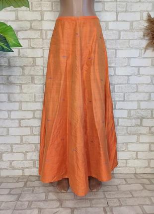 Новая длинная юбка/юбка в пол со 100 % шелка в цвете оранж, ра...
