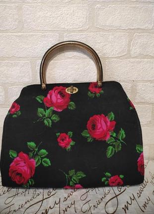 Стильная текстильная сумка, сумочка с шикарным принтом цветов ...