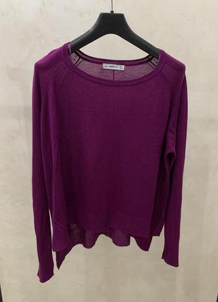 Свитер джемпер тонкой вязки zara knit кофта фиолетовая женская