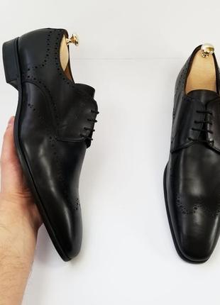 Черные мужские броги туфли великий розмір