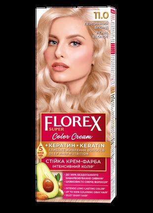 Стійка крем-фарба для волосся Florex КЕРАТИН 11.0 Перлинний бл...