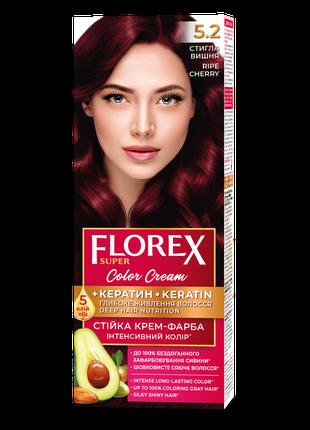 Стійка крем-фарба для волосся Florex КЕРАТИН 5.2 Стигла вишня,...