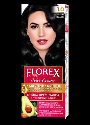 Стійка крем-фарба для волосся Florex КЕРАТИН 1.0 Чорний, 120 мл