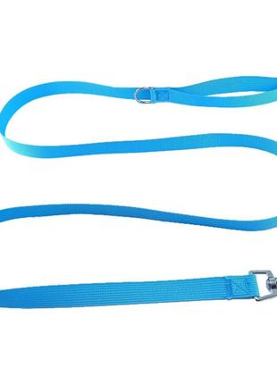 Поводок для собак нейлоновый duomm голубой 2 см/150 см