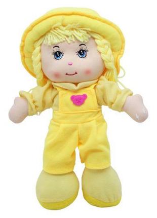 Мягкая кукла "Девочка в комбинезоне", желтая