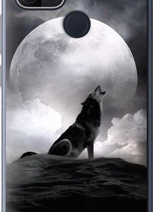 Чехол с принтом для Oppo A15 / на оппо а15 с рисунком Воющий волк