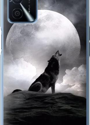 Чехол с принтом для Oppo A16 / на оппо А16 с рисунком Воющий волк