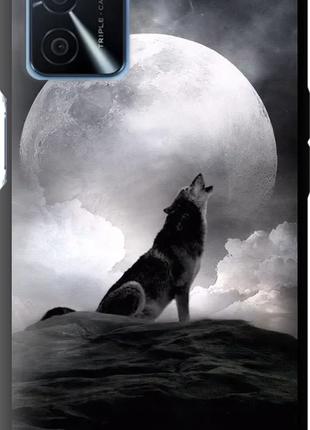 Чехол с принтом для Oppo A16 / на оппо А16 с рисунком Воющий волк