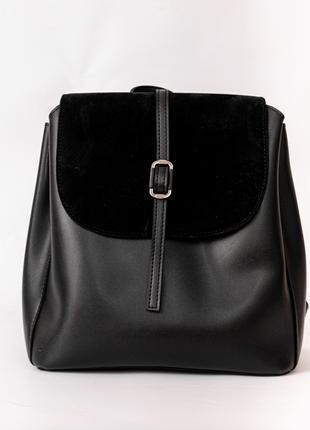 Женский рюкзак черный замш рюкзак городской рюкзак на каждый день