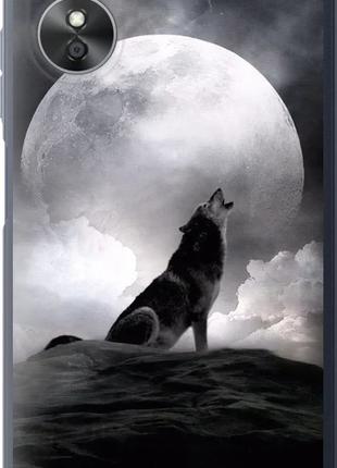 Чехол с принтом для Oppo A17 / на оппо А17 с рисунком Воющий волк