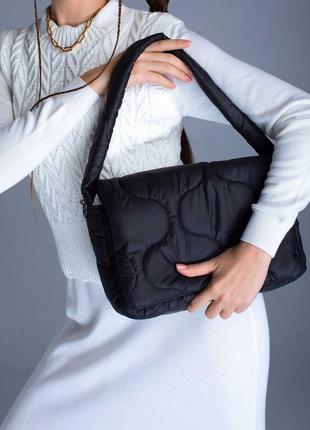 Женская сумка черная сумка нейлоновая сумка пуховик сумка подушка