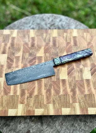 Японский нож Накири ручной работы, с мощным клинком из дамасск...