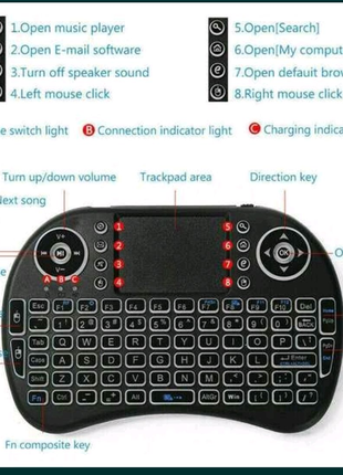 Безпровідна клавіатура з тачпадом для Smart-TV i Android, PC