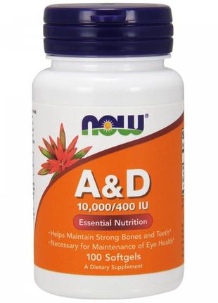 Витамин А и Д NOW Vitamin A & D 10,000/400 IU 100 softgels