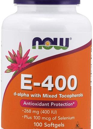 Витамин E NOW Vitamin E-400 with Mixed Tocopherols + Selenium ...