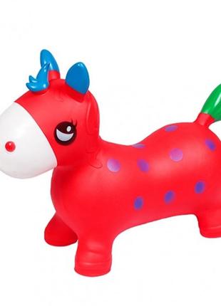 Детский прыгун-лошадка bt-rj-0065 с рожками (red)