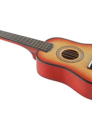 Игрушечная гитара с медиатором m 1369 деревянная  (оранжевый)