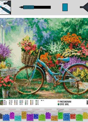 Алмазная вышивка велосипед у цветочного сада 50x60 the wortex ...