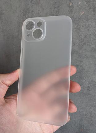 Ультратонкий чехол для iPhone 14 Белый матовый пластик