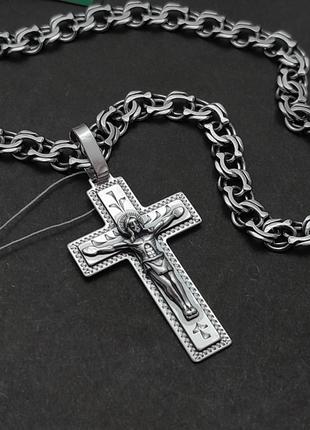 Серебряные цепочки бисмарк и кресты 925 пробы цепочка и крестик
