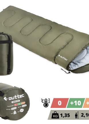 Спальный мешок одеяло Outtec с капюшоном хаки