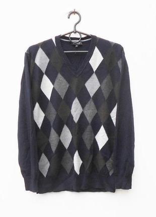 Шерстяной свитер  пуловер в ромбы