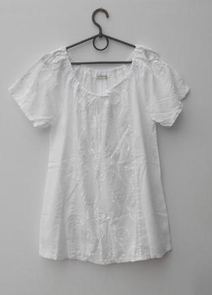 Белая хлопковая легкая блузка блуза