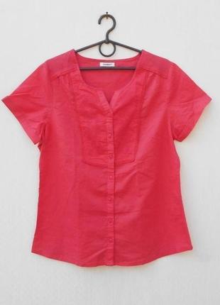 Хлопковая блузка  рубашка c вышивкой с коротким рукавом